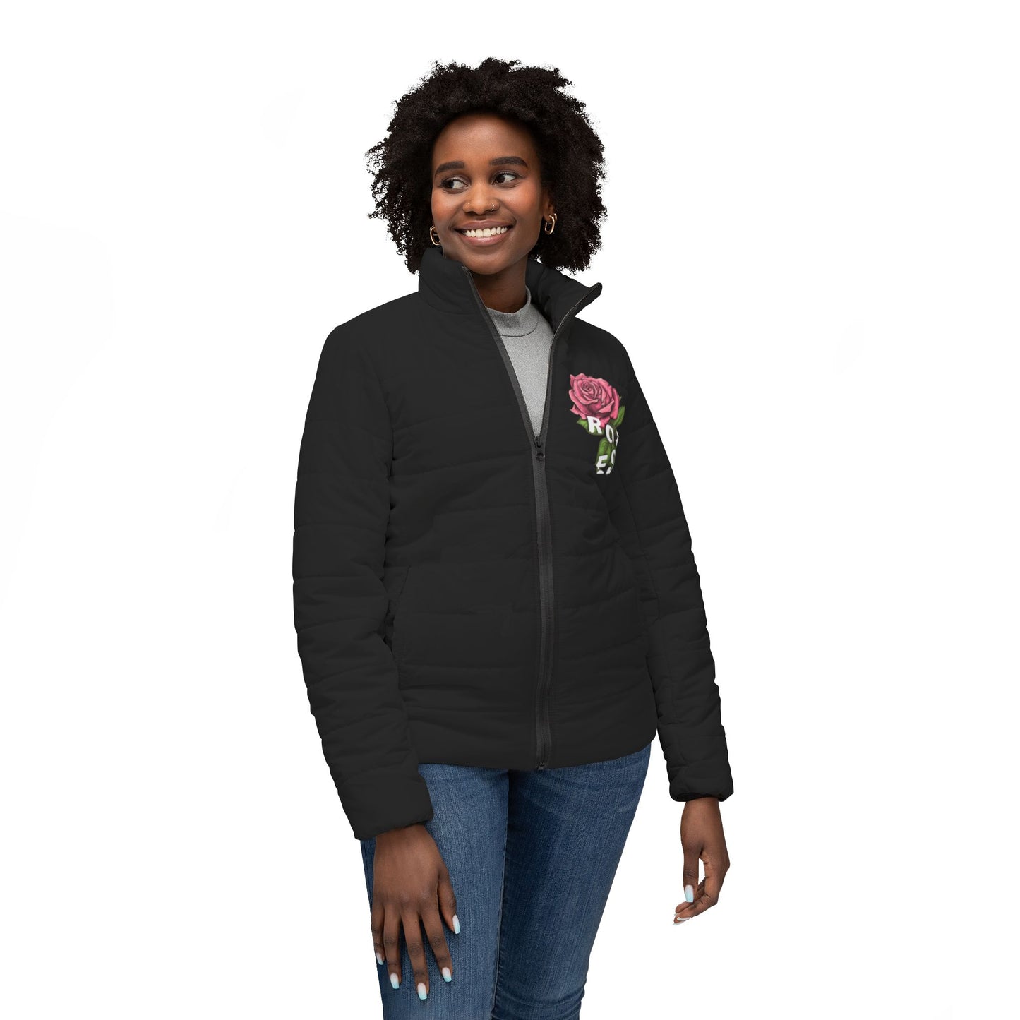 Women’s Pink Signature Roses Puffer Jacket