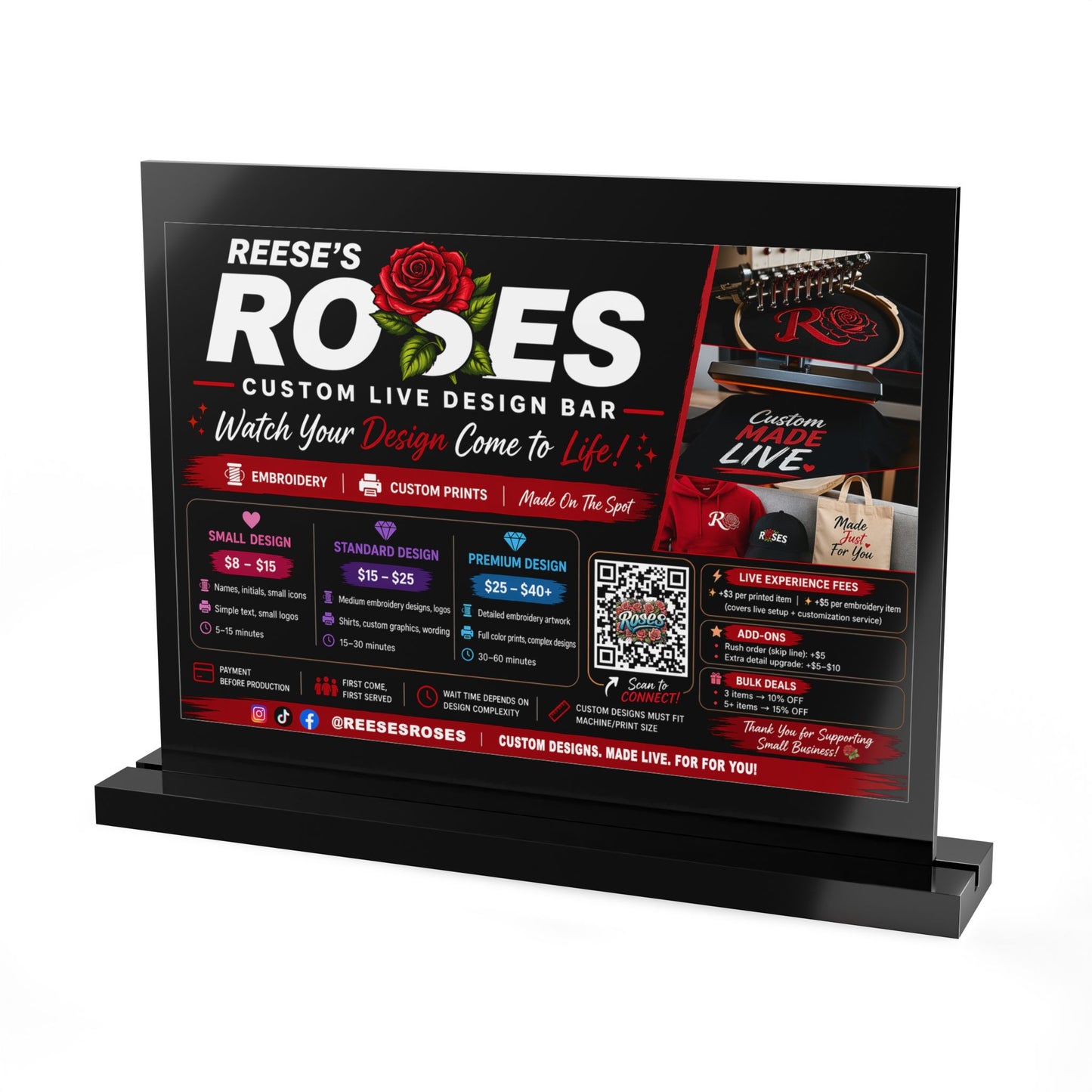 Custom Acrylic Table Sign — Rectangular Counter Display for Menus, Promotions & Events