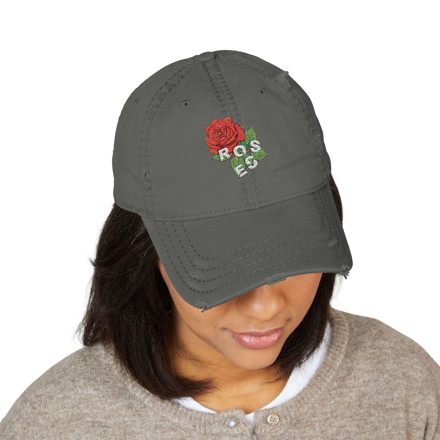 Embroidered Reese's Roses Distressed Dad Hat