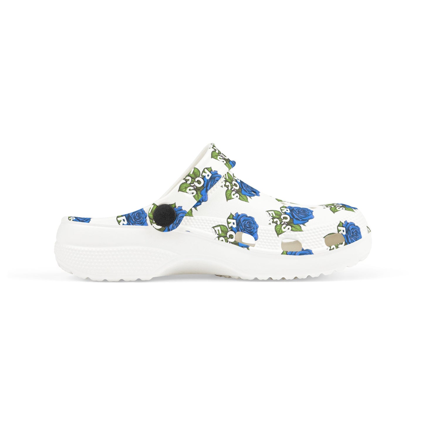 White Blue Roses Kid's  Clogs