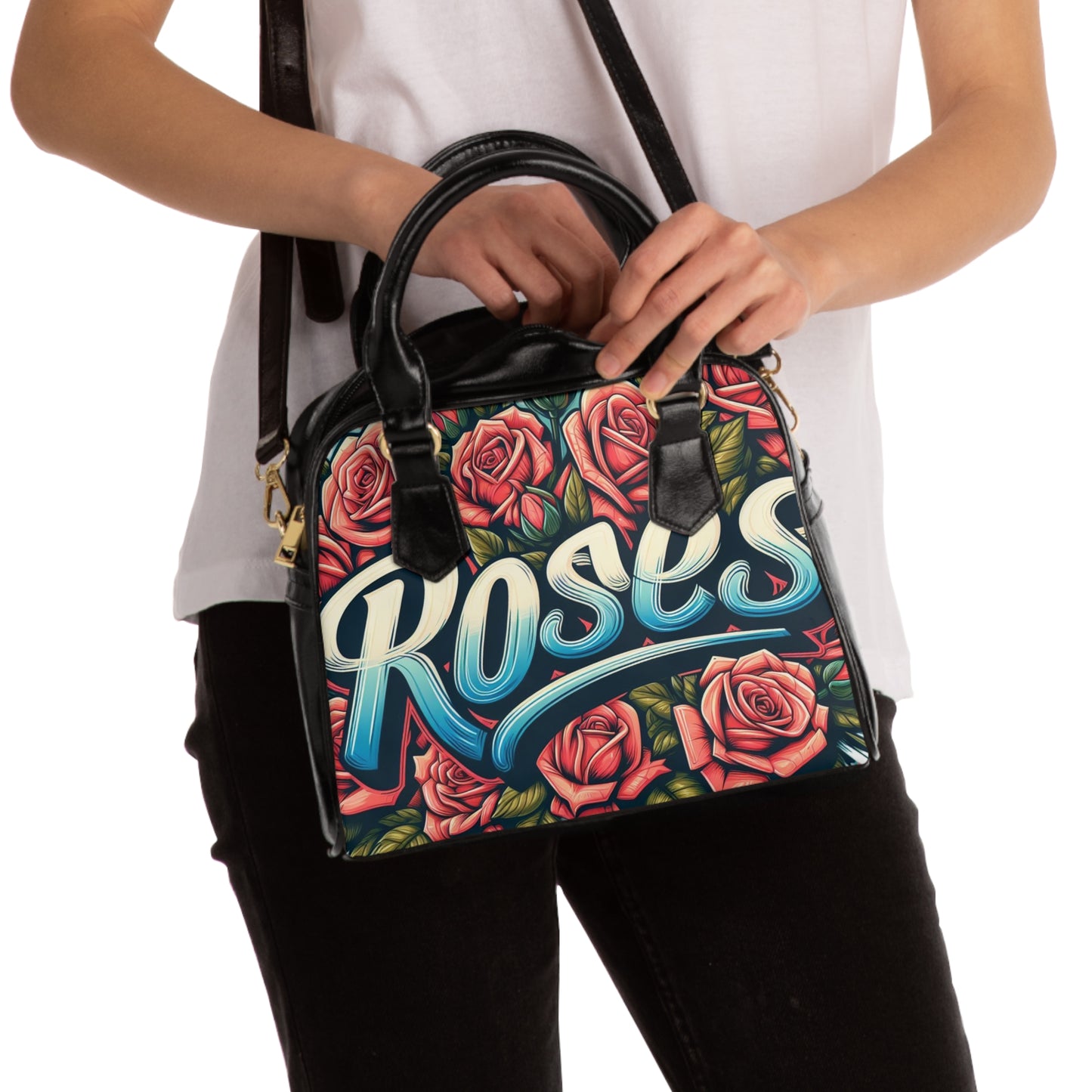 Roses Graffiti #16 Drip Shoulder Handbag