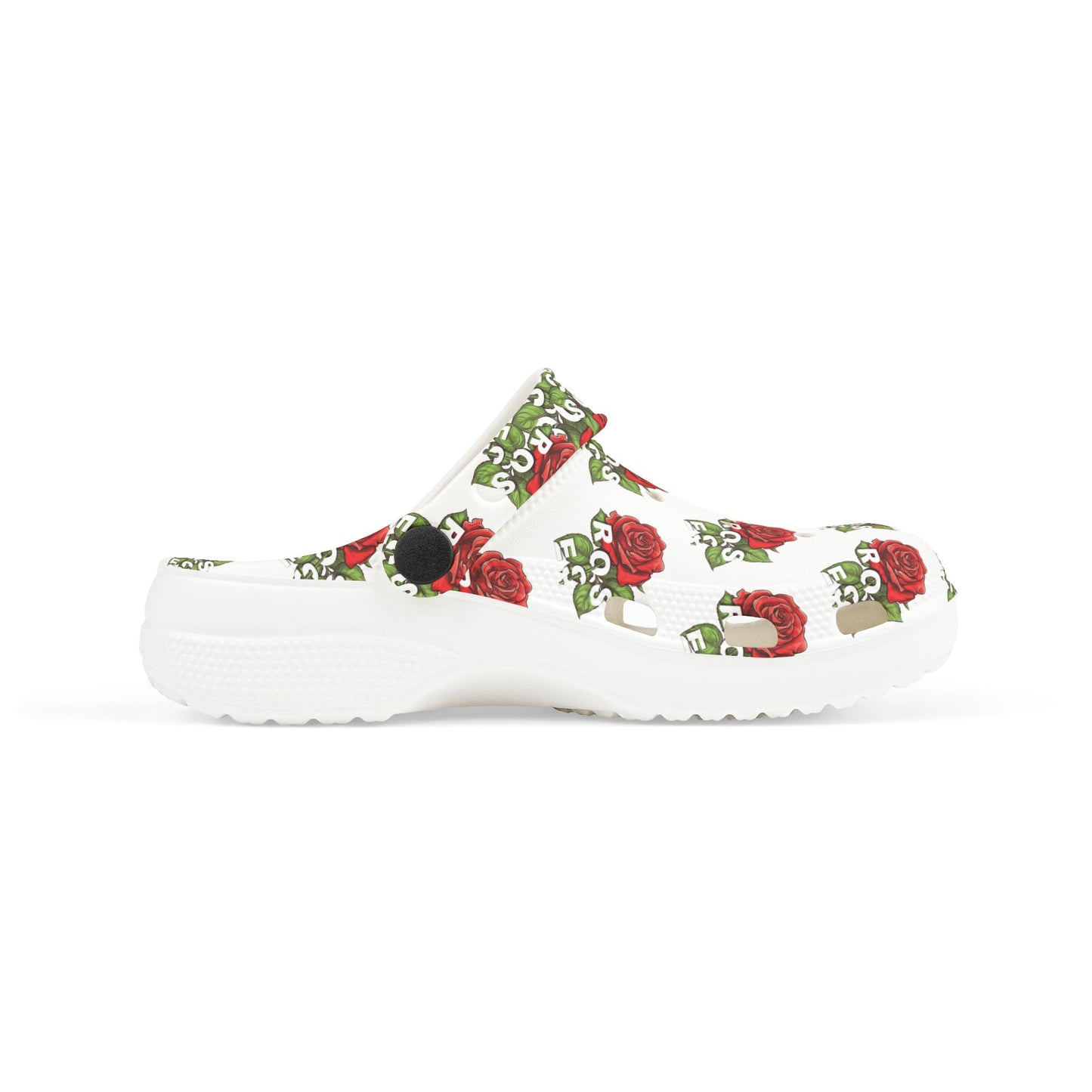 White Red Roses Kid's  Clogs