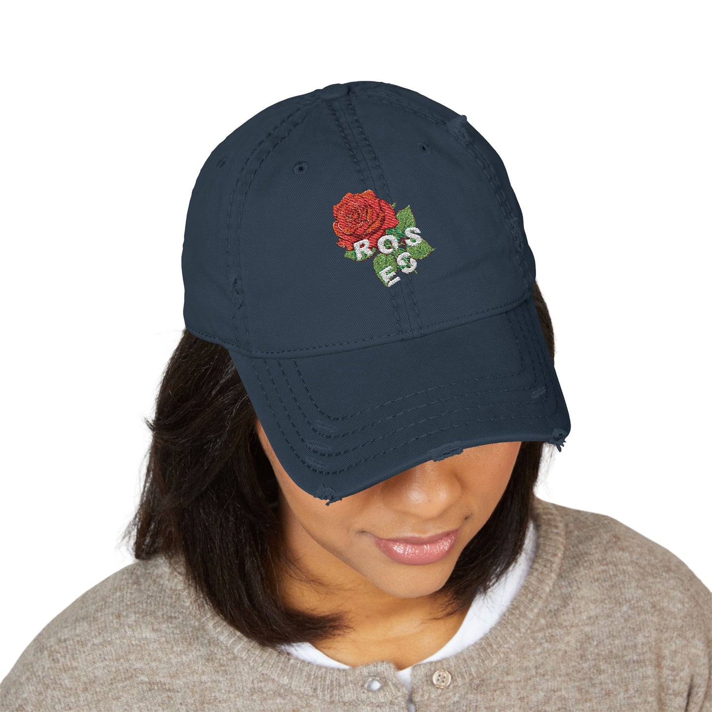 Embroidered Reese's Roses Distressed Dad Hat
