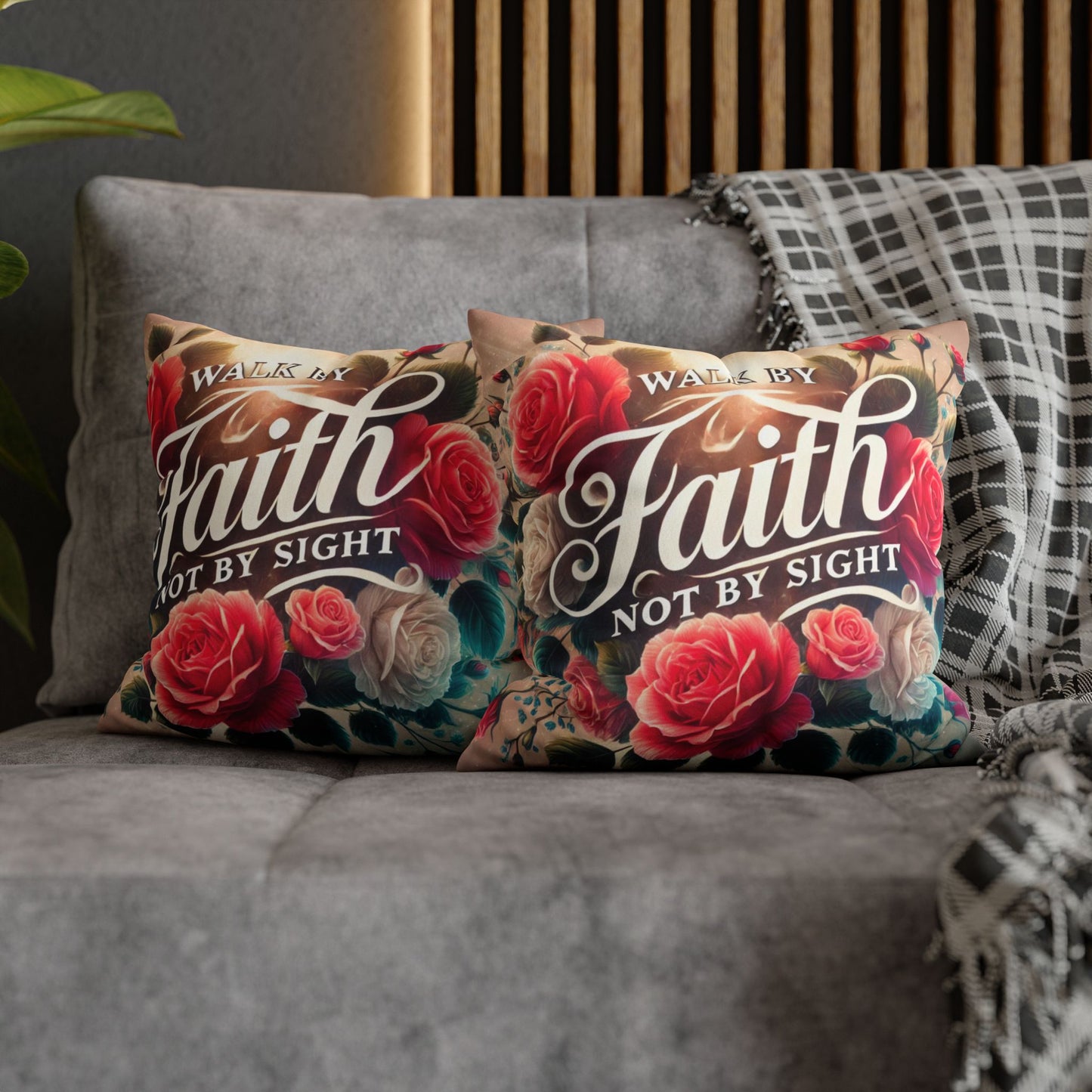 Walk By Faith Faux Suede Square Pillowcase