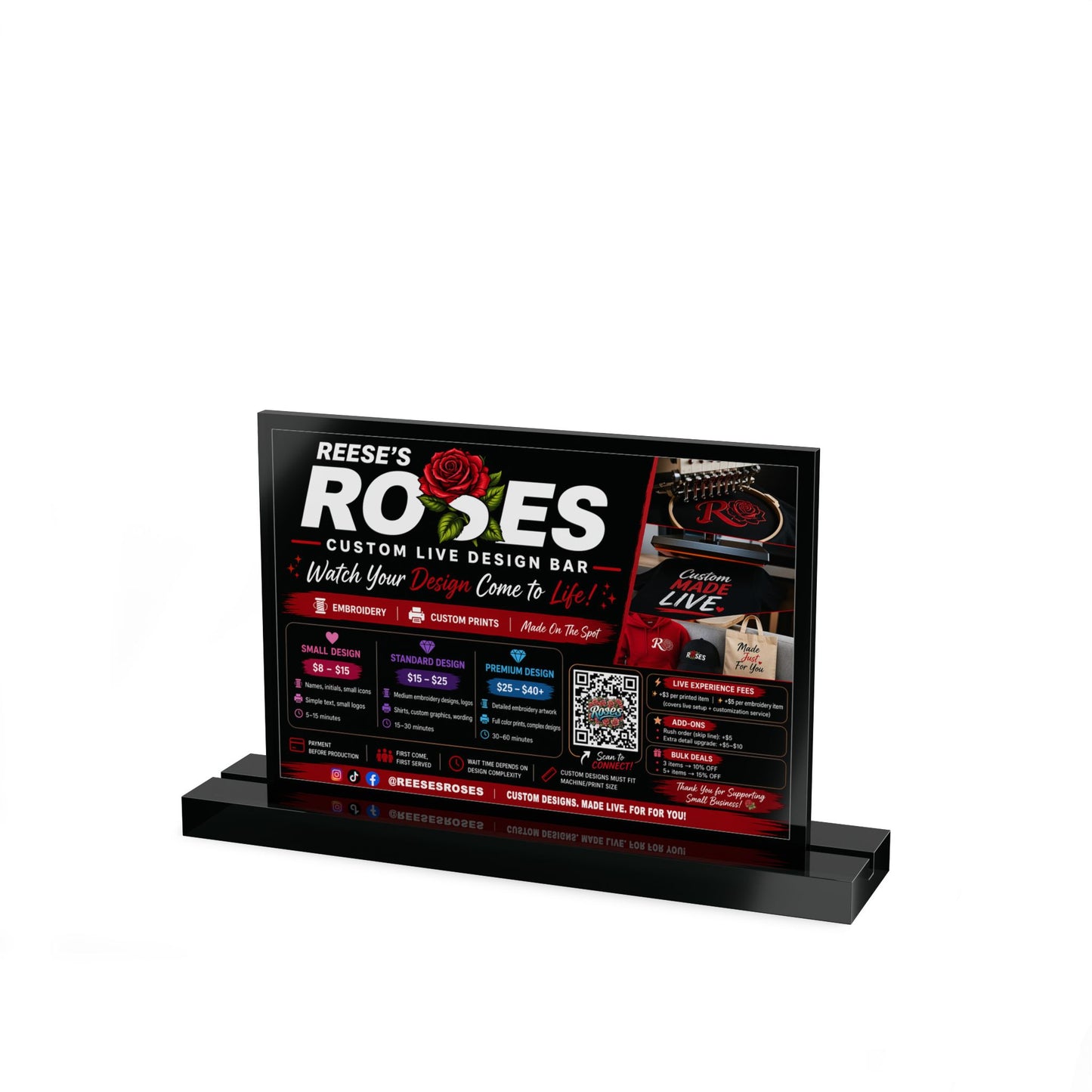 Custom Acrylic Table Sign — Rectangular Counter Display for Menus, Promotions & Events