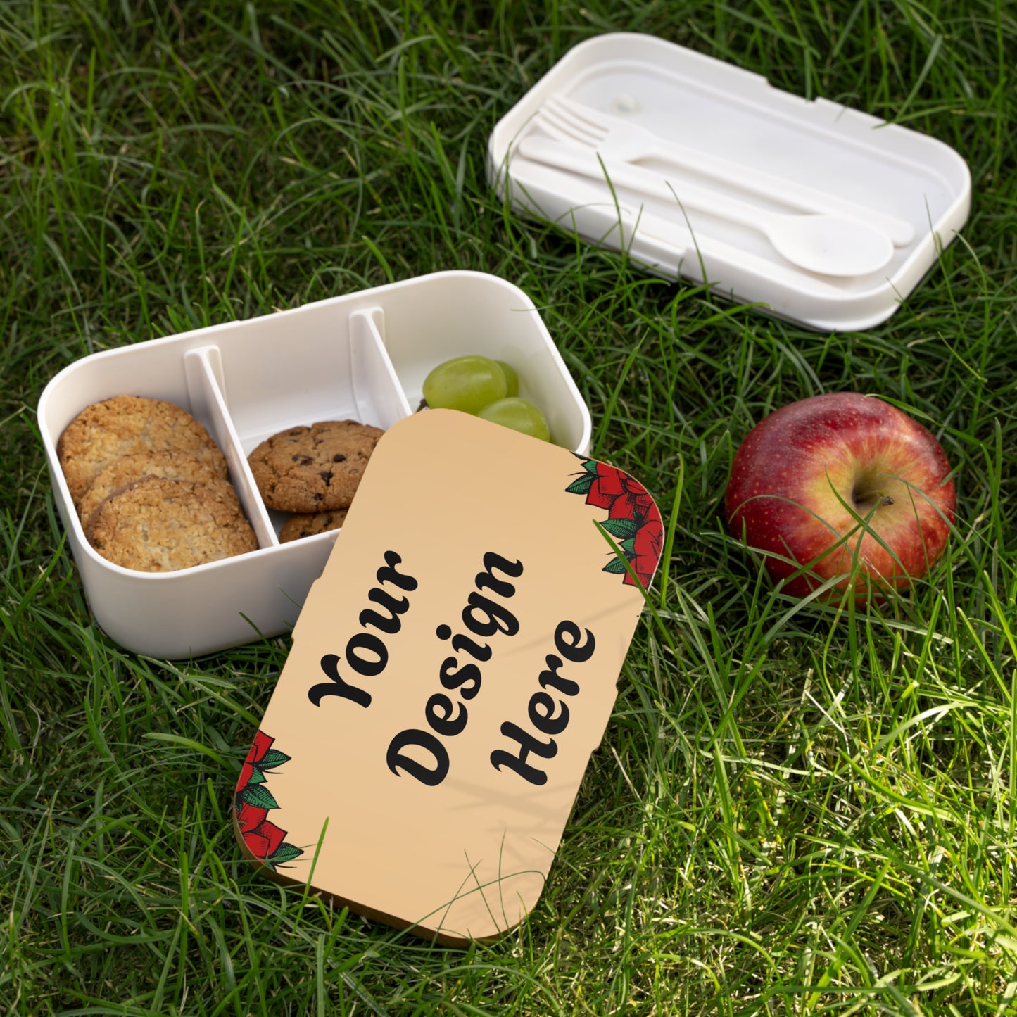 Custom Bento Lunch Box – Personalized Poinsettia Design