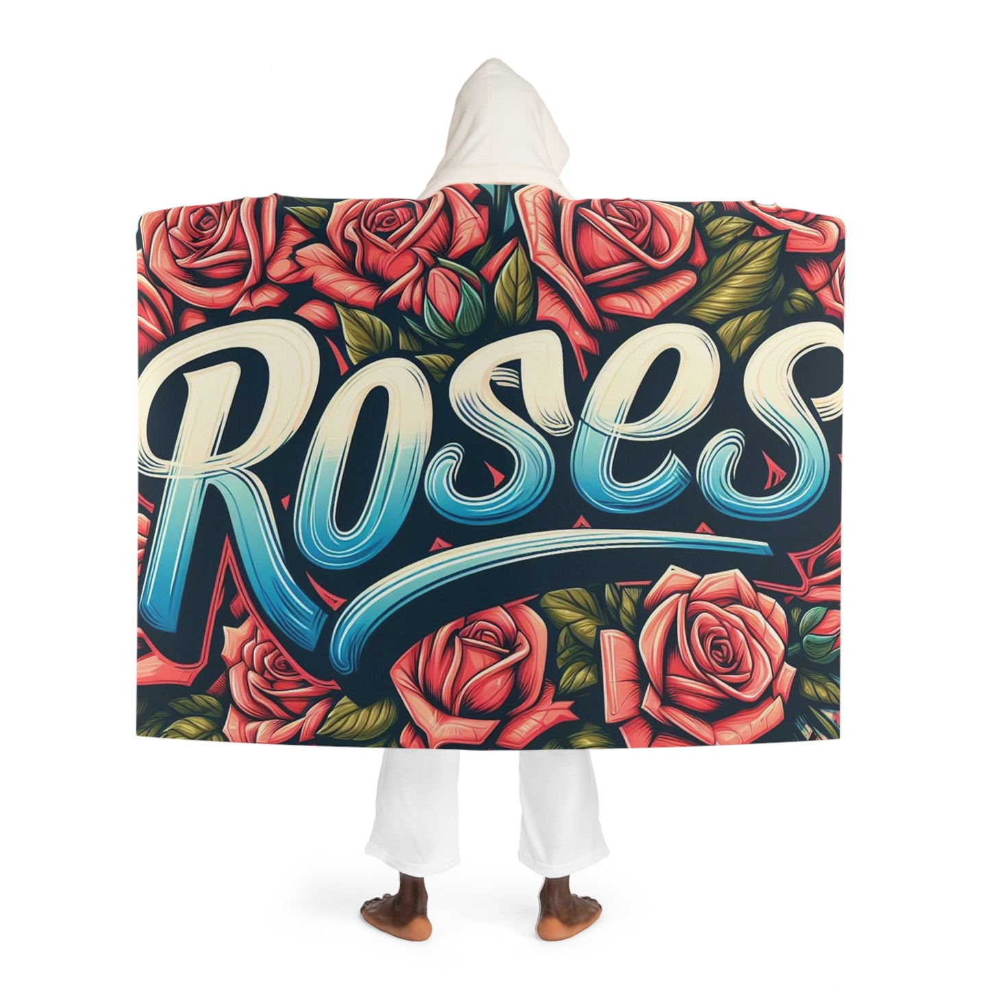 Roses Graffiti #16 Hooded Fleece Blanket