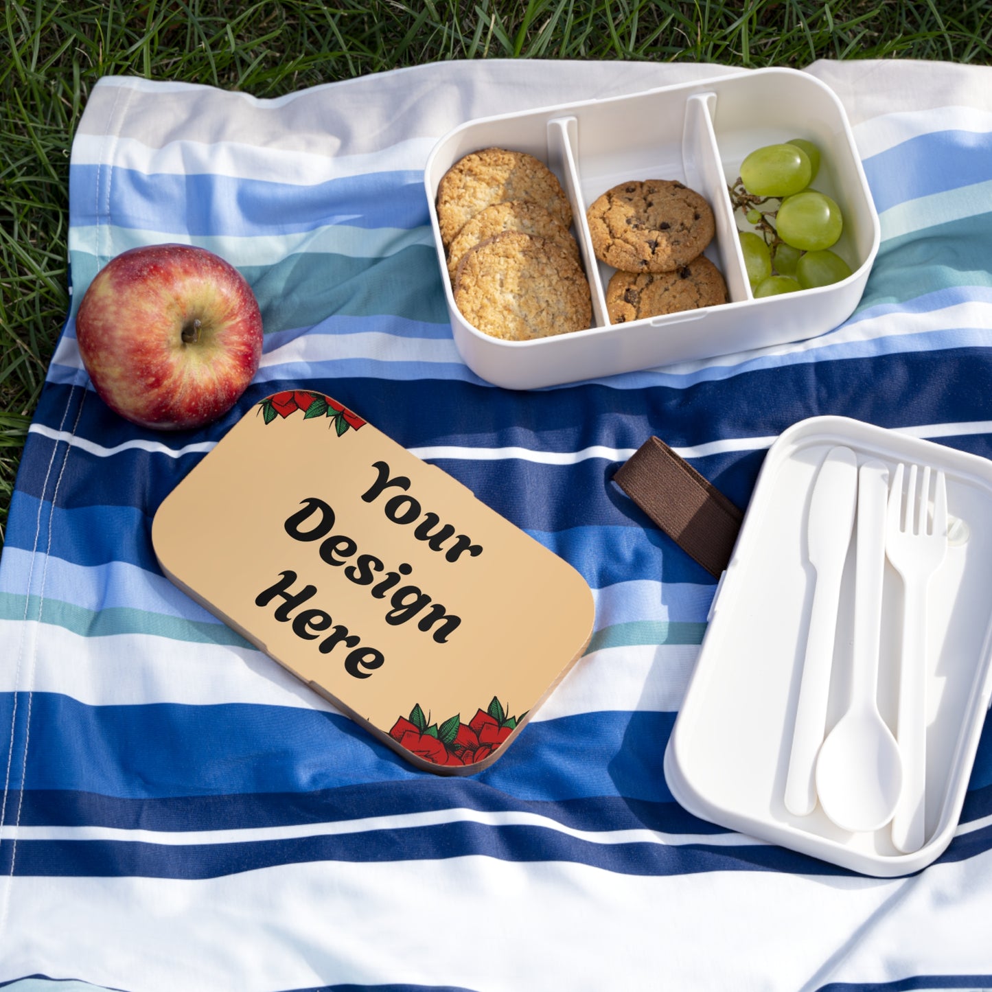 Custom Bento Lunch Box – Personalized Poinsettia Design