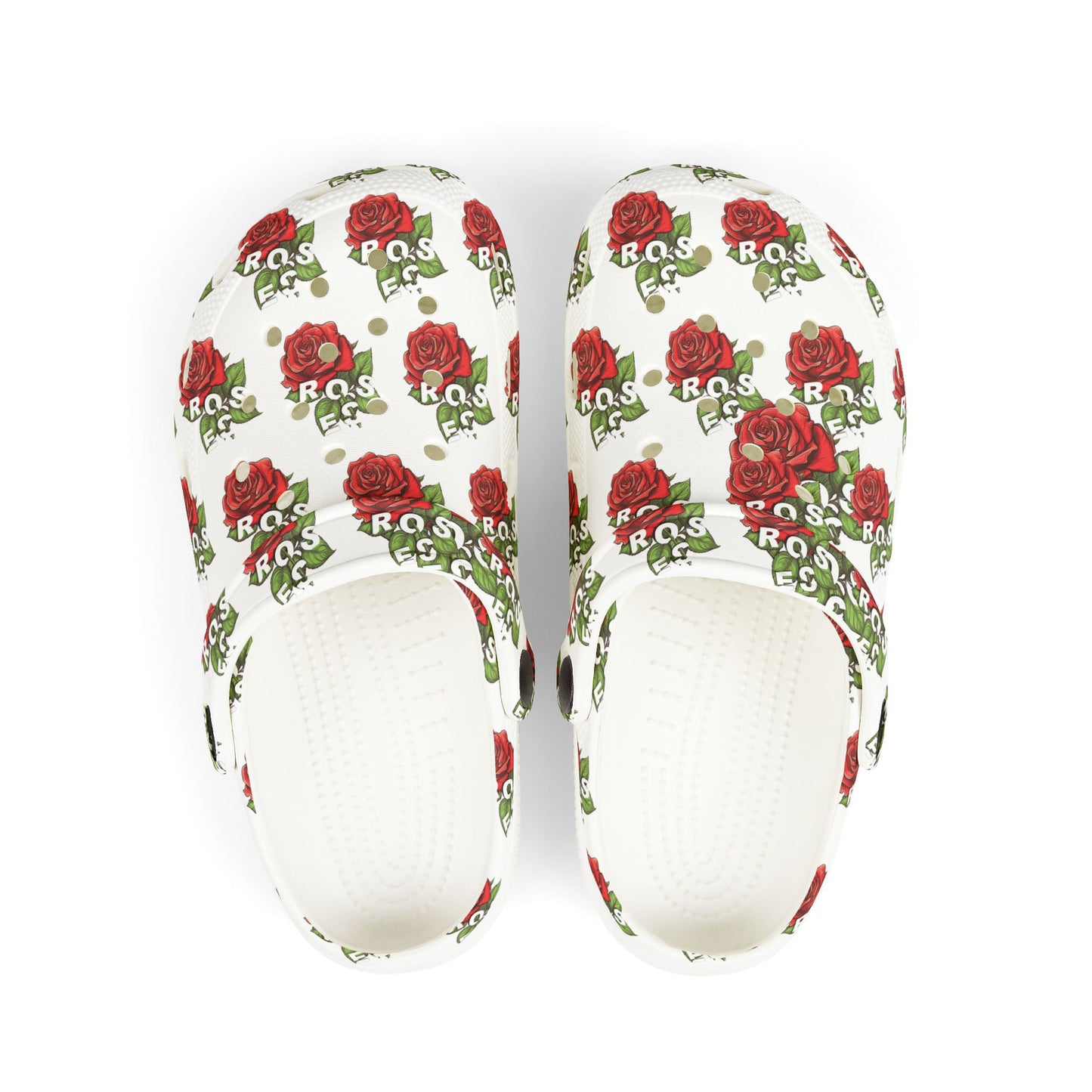 White Red Roses Kid's  Clogs