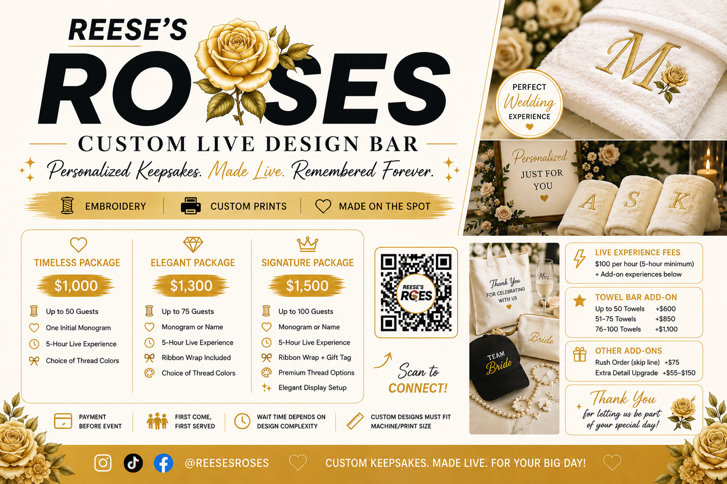 Reese's Roses Custom Live Design Bar: Weddings
