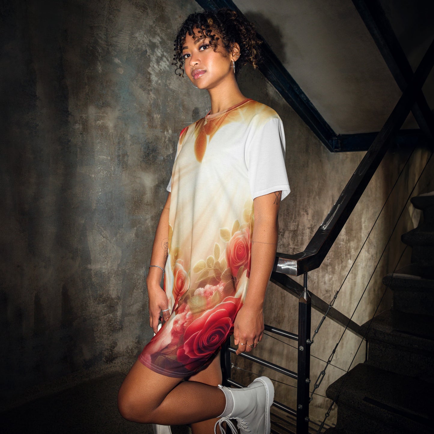 Sunlight Roses T-shirt Dress